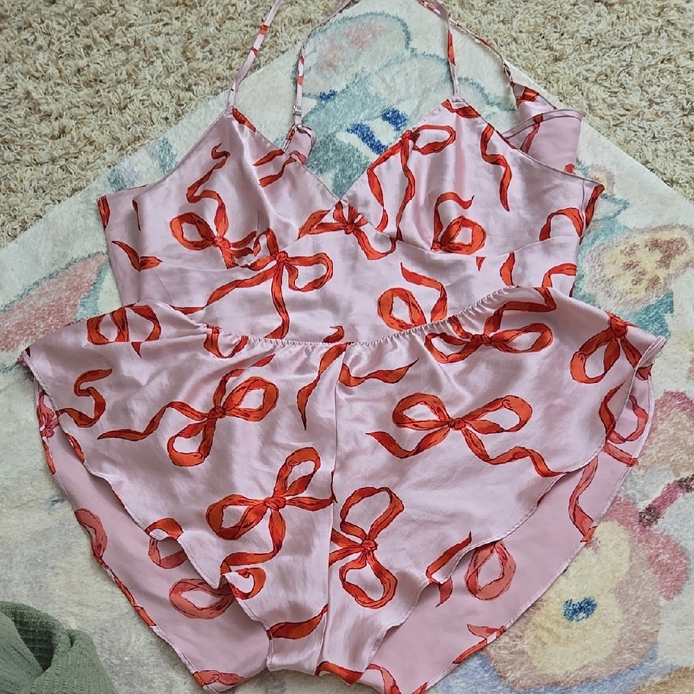 Pink and Red Bow Patterned Romper